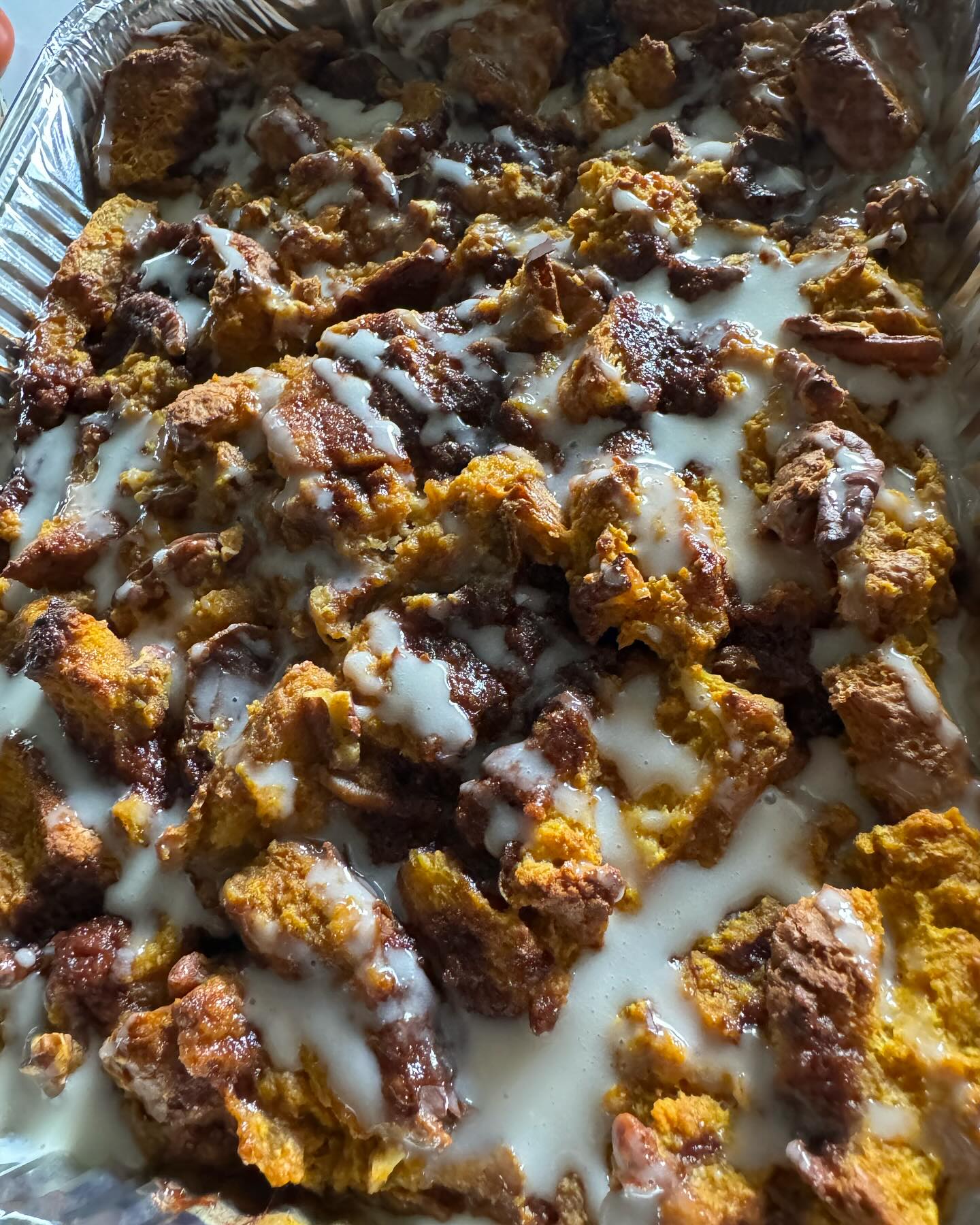 Pumpkin pecan bread pudding
