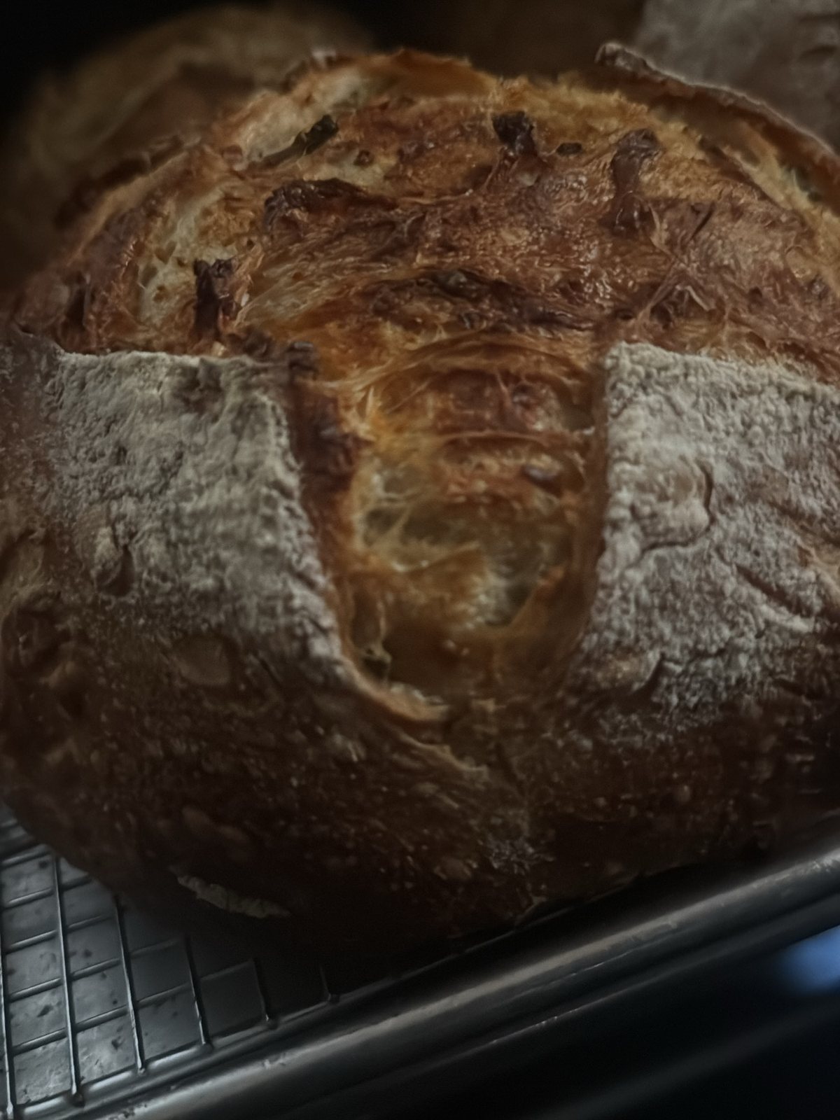 A golden artisan sourdough loaf